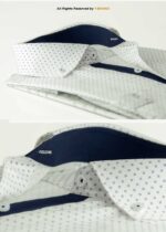 White Printed shirt with Navy Contrast-FS-1045 - Image 2