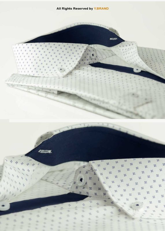 White Printed shirt with Navy Contrast-FS-1045 4 FS 1045a