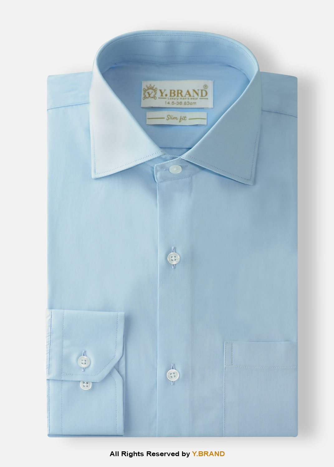 FS-1047c-SLM Sky Blue Five Spread Collar formal shirt