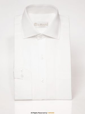 White cotton satin Five Spread Collar Classic shirt FS-1048