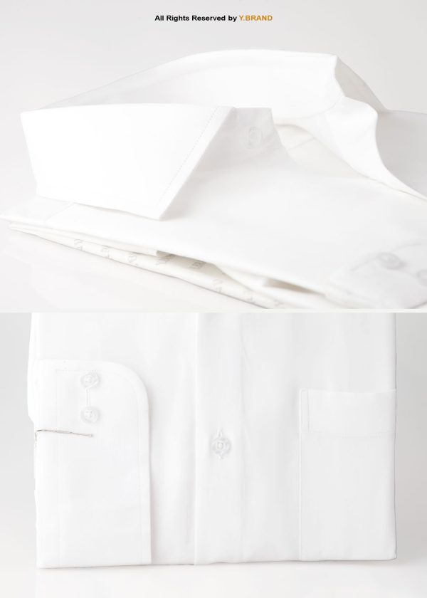 White cotton satin Five Spread Collar Classic shirt FS-1048 2 White cotton satin Five Spread Collar Classic shirt FS-1048