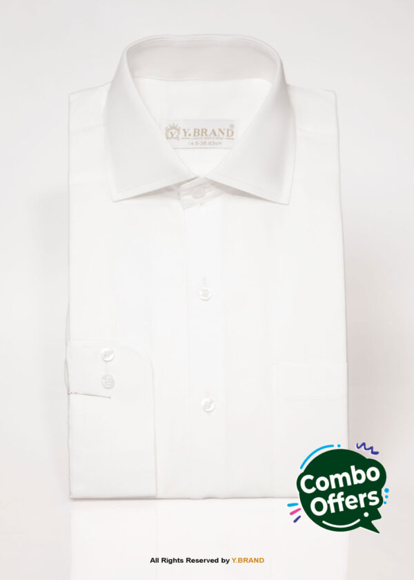 White cotton satin Five Spread Collar Classic shirt FS-1048 1 White cotton satin Five Spread Collar Classic shirt FS-1048