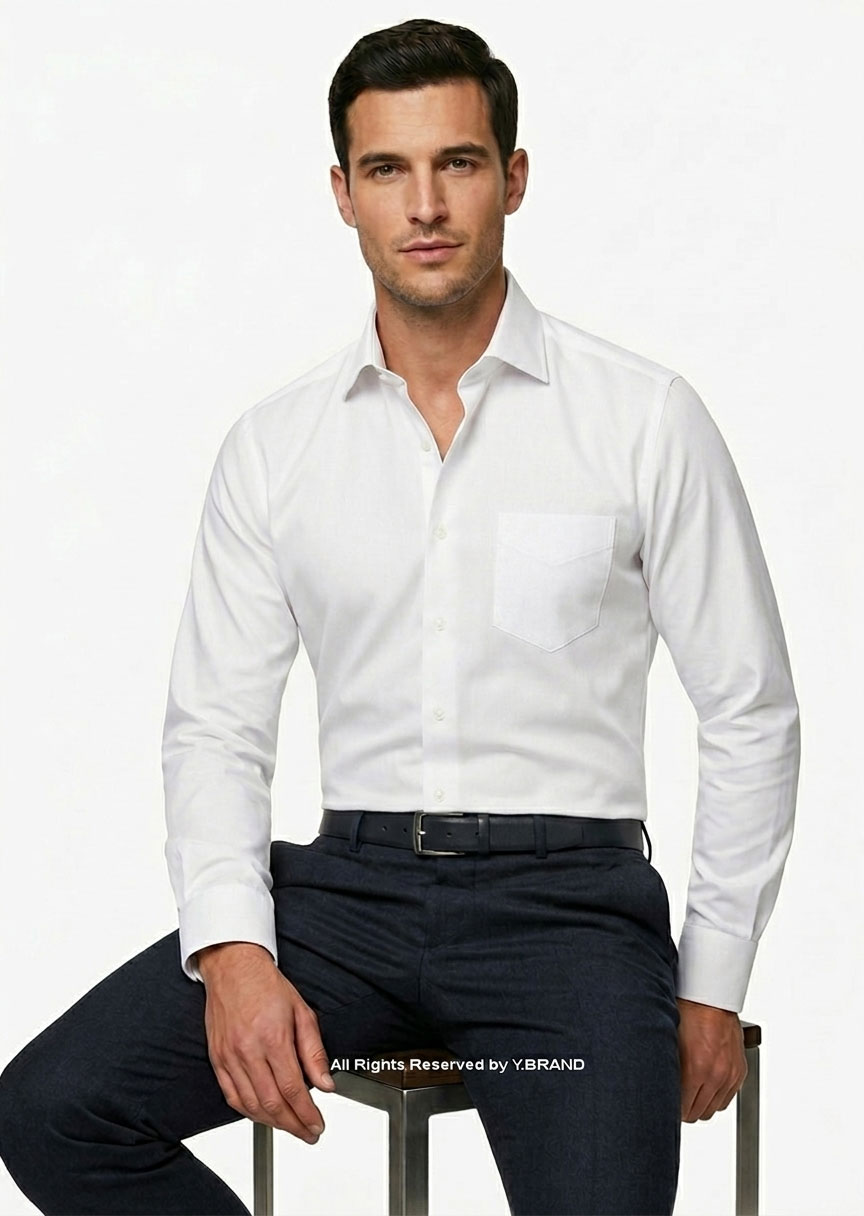 FS-1048d White cotton satin Five Spread Collar Classic shirt FS-1048 - Image 1