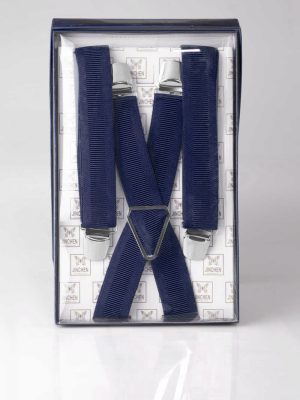 Navy Blue Wide Braces, Heavy Duty Strong Clips Suspender for men-SB-1031