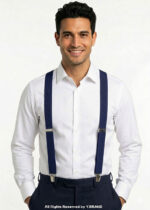 Navy Blue Wide Braces, Heavy Duty Strong Clips Suspender for men-SB-1031