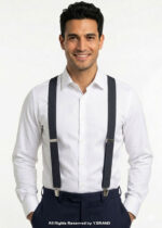 Dark Grey Wide Braces, Heavy Duty Strong Clips Suspender for men-SB-1032