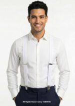 White Wide Braces, Heavy Duty Strong Clips Suspender for men-SB-1034