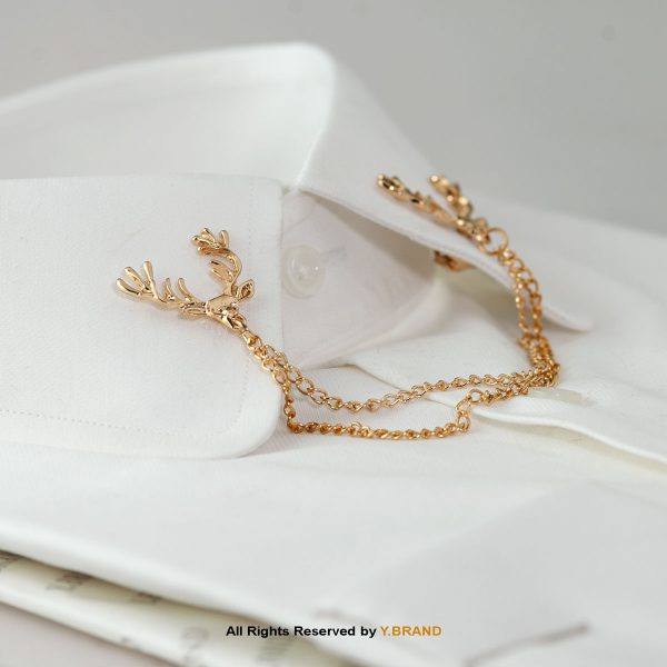 Markhor brooch, Collar pin with Diamond & Chain B-1103 1 Markhor brooch, Collar pin with Diamond & Chain B-1103