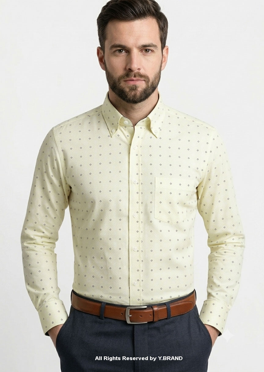 DS-1019c Y-BRAND Business casual printed shirt with contrast DS-1019 - Image 1