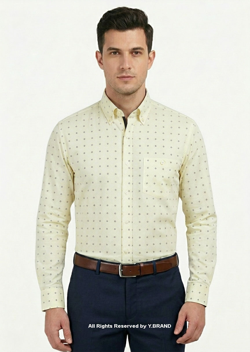 DS-1019c Y-BRAND Business casual printed shirt with contrast DS-1019 - Image 1
