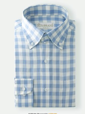 Y-BRAND Business casual blue check shirt FS-1055