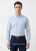 Y-BRAND Business casual blue check shirt FS-1055