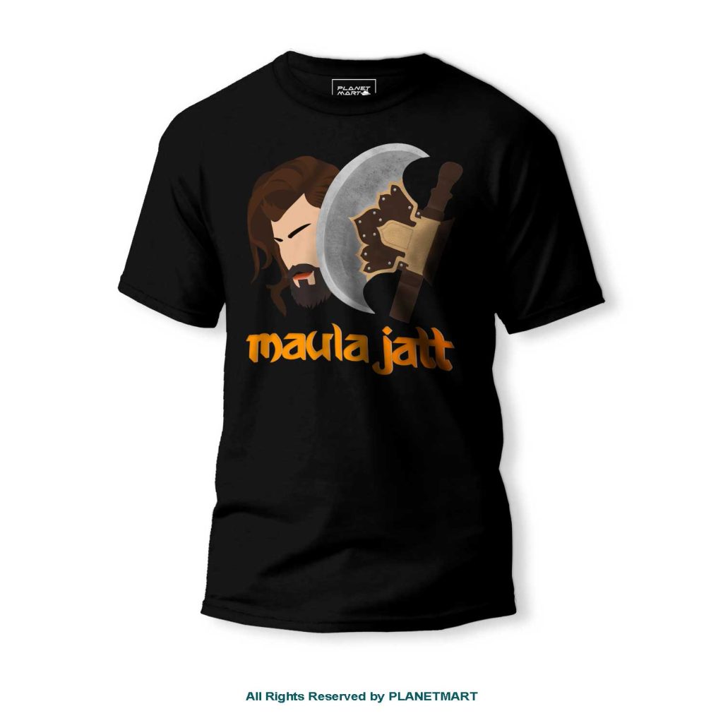 MJTS-1002-BLK-1024x1024 Maula Jatt signature Round Neck T-shirt MJTS-1002 - Image 1