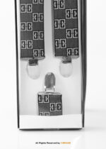 Black & White Versace Pattern Three clips Elastic Suspender-SB-1035 - Image 2