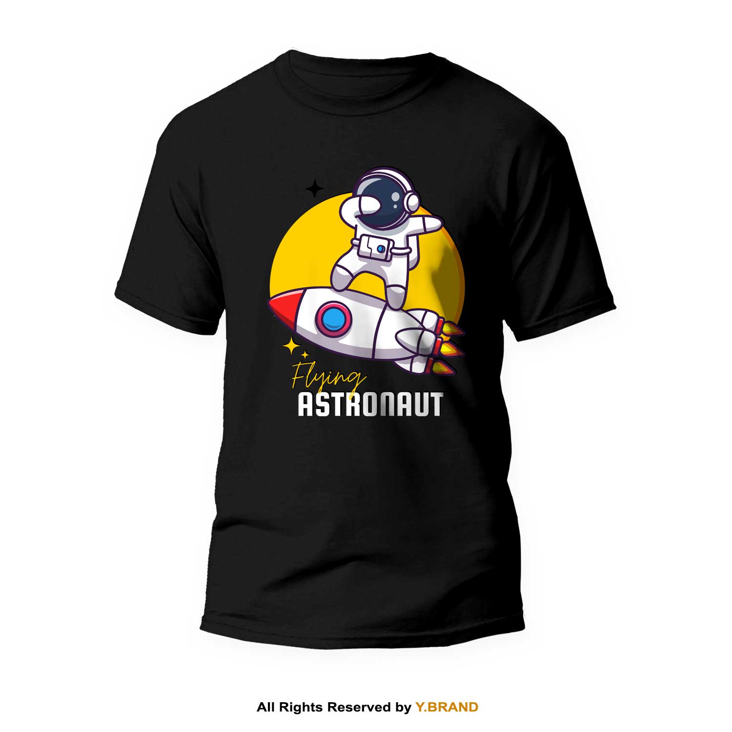 TS-1060.jpg Flying Astronaut Round Neck T-shirt PMTS-1060 - Image 1