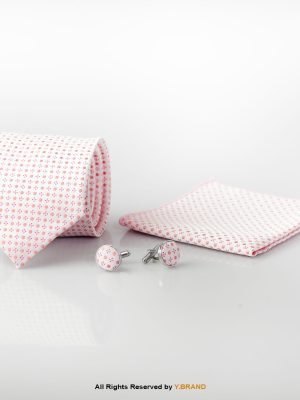 Y.BRAND-Tea Pink Pattern Tie and Cufflink Gift Set-TS-1045