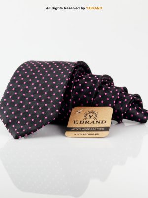 Slim Black Doted Poly Necktie T-139