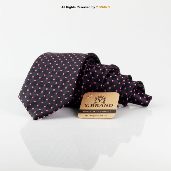 Slim Black Doted Poly Necktie T-139 1 Slim Black Doted Poly Necktie T-139