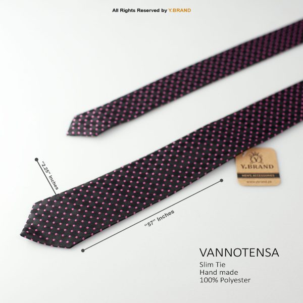 Slim Black Doted Poly Necktie T-139 2 Slim Black Doted Poly Necktie T-139