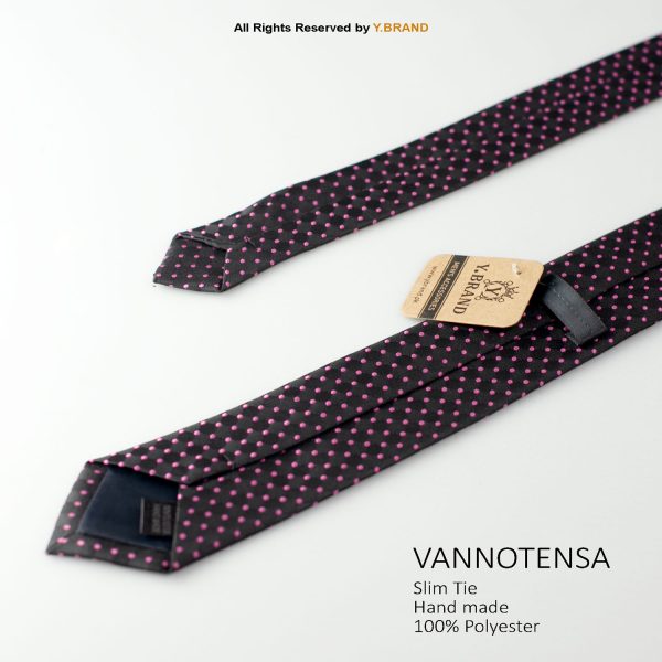 Slim Black Doted Poly Necktie T-139 3 Slim Black Doted Poly Necktie T-139