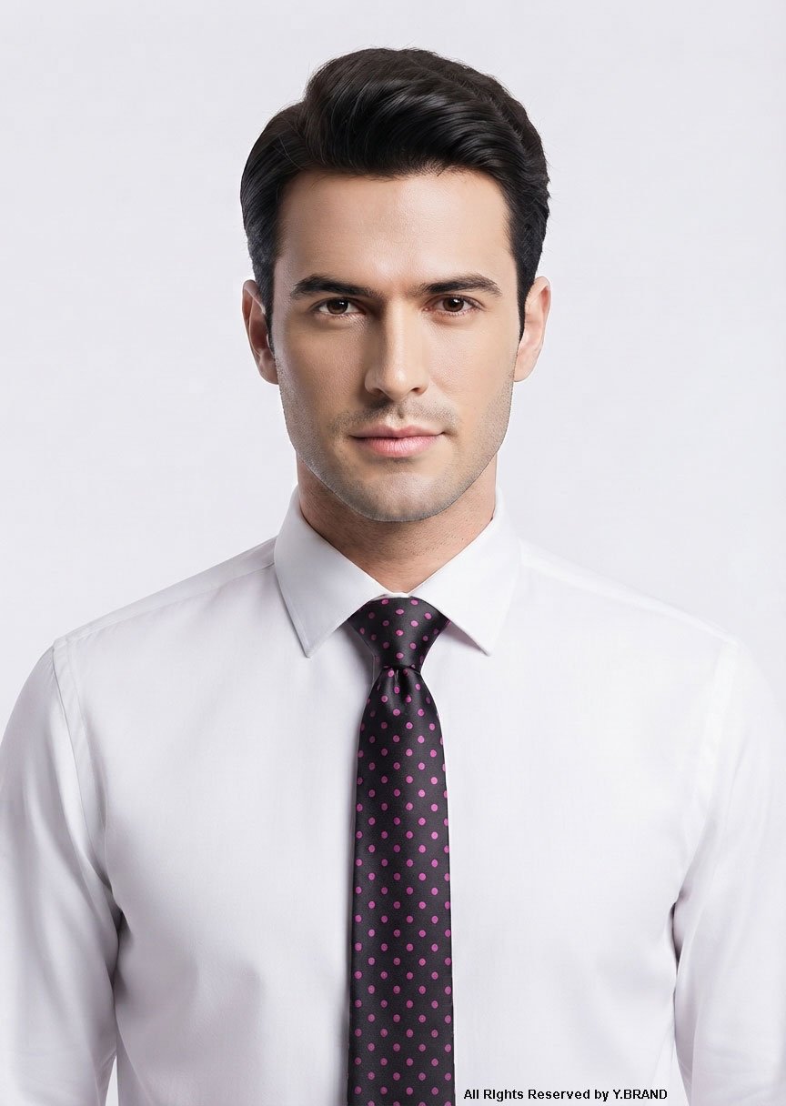 T_139c Slim Black Doted Poly Necktie T-139 - Image 1