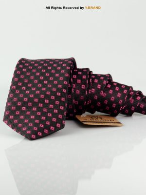 Slim Black Pattern Poly Necktie T-141