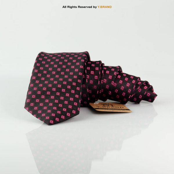 Slim Black Pattern Poly Necktie T-141 1 Slim Black Pattern Poly Necktie T-141