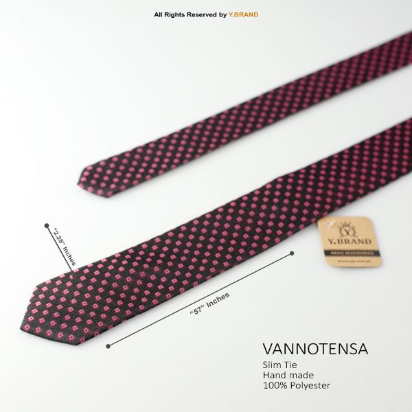 Slim Black Pattern Poly Necktie T-141 2 Slim Black Pattern Poly Necktie T-141