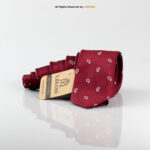 Slim Maroon Leaf Pattern Poly Necktie T-143