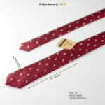 Slim Maroon Leaf Pattern Poly Necktie T-143 - Image 2