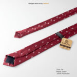 Slim Maroon Leaf Pattern Poly Necktie T-143 - Image 3