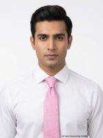 Slim Pink self-Pattern Poly Necktie T-144