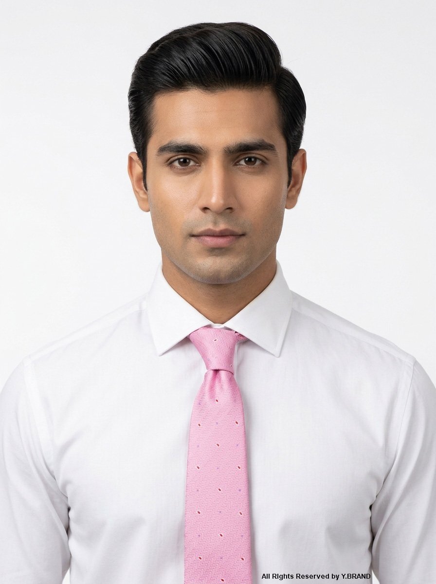 T_144c Slim Pink self-Pattern Poly Necktie T-144 - Image 1