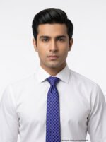 Slim Blue Pattern Poly Necktie T-145