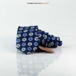 Slim Navy Floral Pattern Poly Necktie T-146 - Image 2