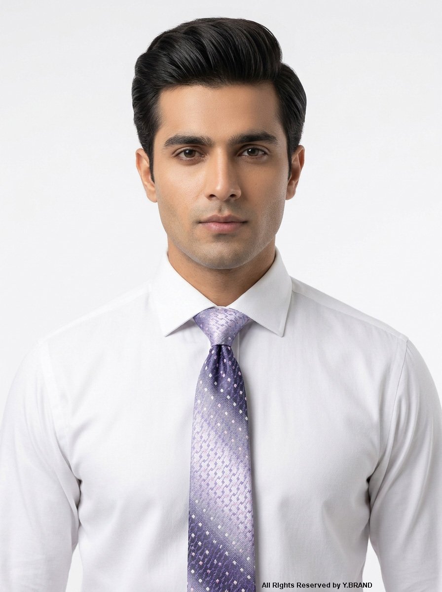 T_147c Slim Purple Gradient Pattern Poly Necktie T-147 - Image 1