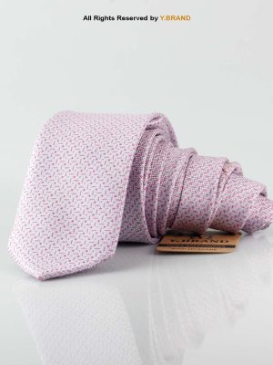 Slim Pink Micro Pattern Poly Necktie T-148
