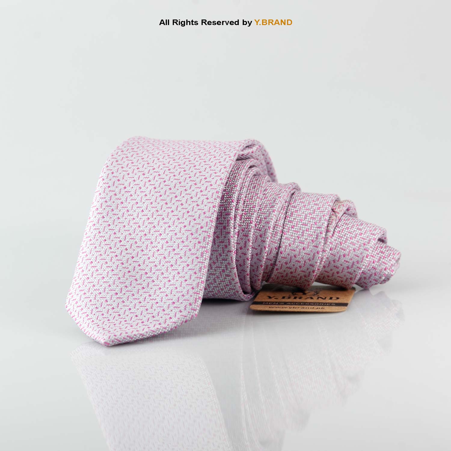 T_148 Slim Pink Micro Pattern Poly Necktie T-148 - Image 1