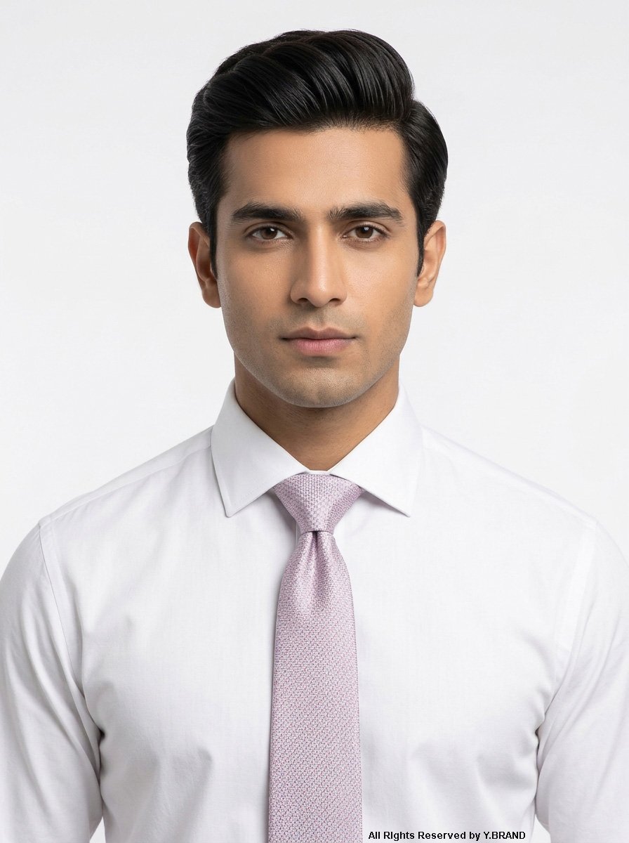 T_148c Slim Pink Micro Pattern Poly Necktie T-148 - Image 1