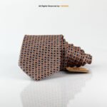 Classic Brown Micro Check Necktie T-150 - Image 2