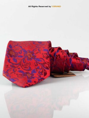 Stylish Red, Blue Floral Necktie T-156