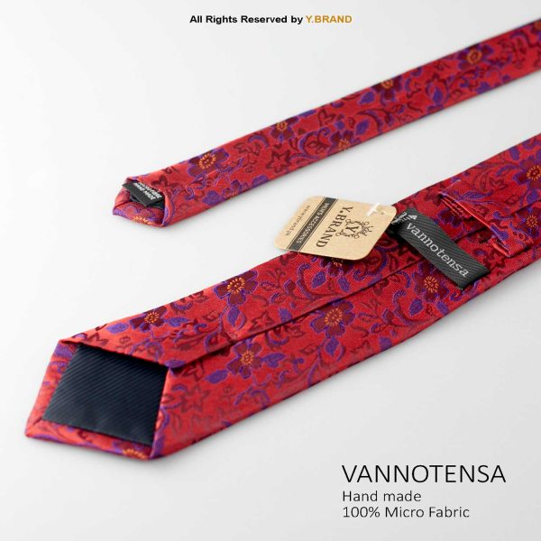 Stylish Red, Blue Floral Necktie T-156 3 Stylish Red, Blue Floral Necktie T-156