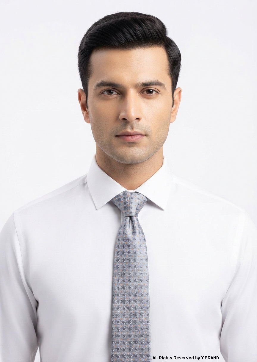 T_157c Classic Gray Pattern Poly Necktie T-157 - Image 1