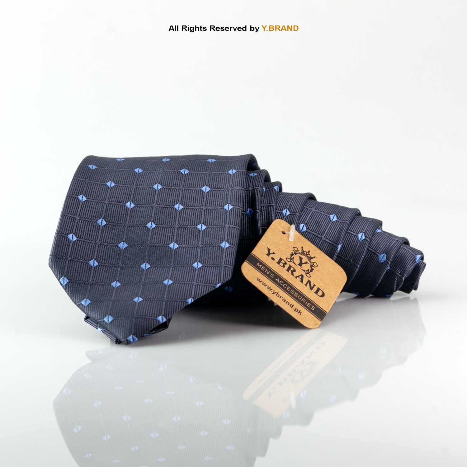 T_158 Stylish Dark Blue Pattern Necktie T-158 - Image 1