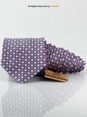 Stylish Gray Pink Micro Pattern Necktie T-159