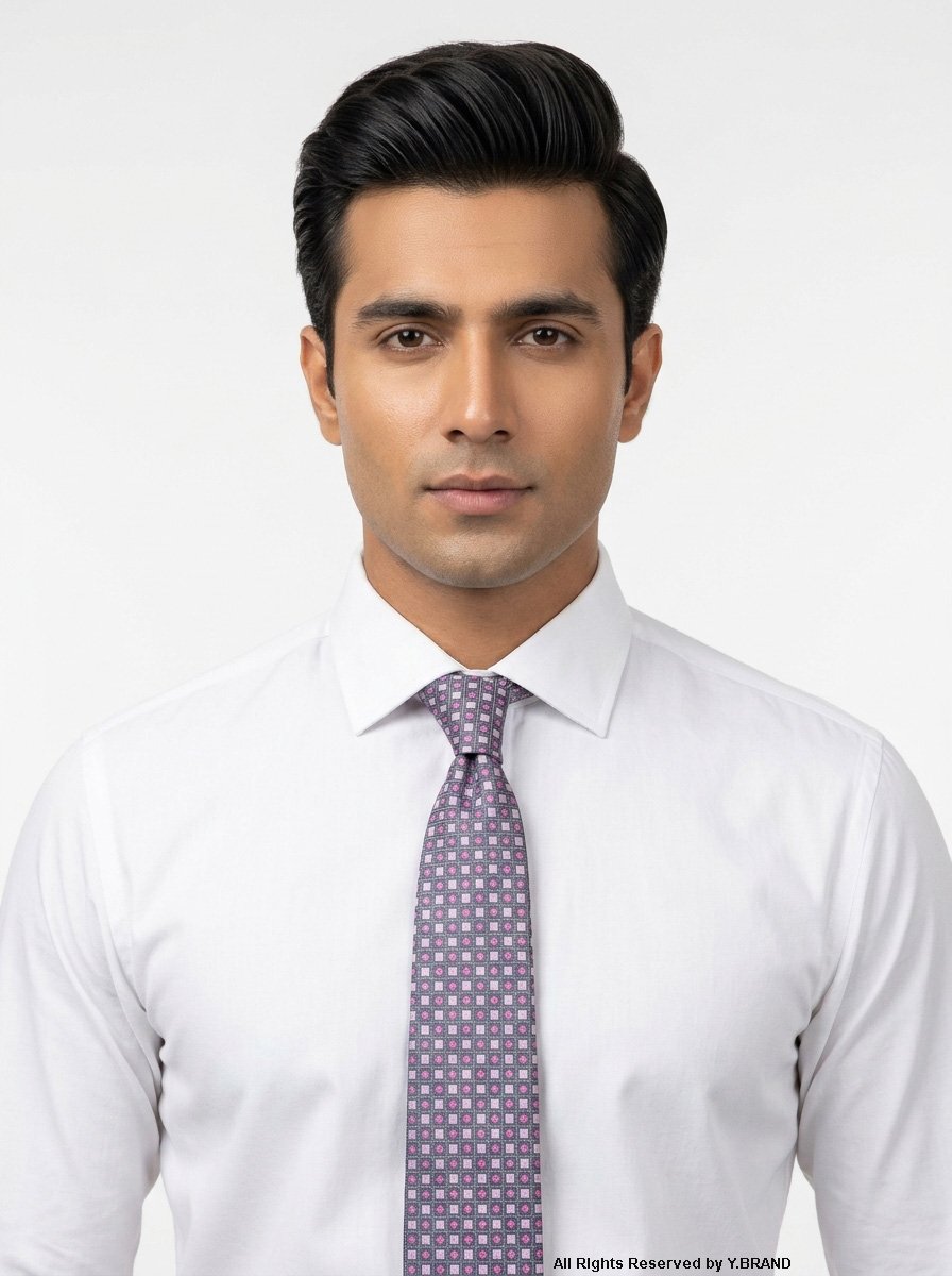 T_159c Stylish Gray Pink Micro Pattern Necktie T-159 - Image 1