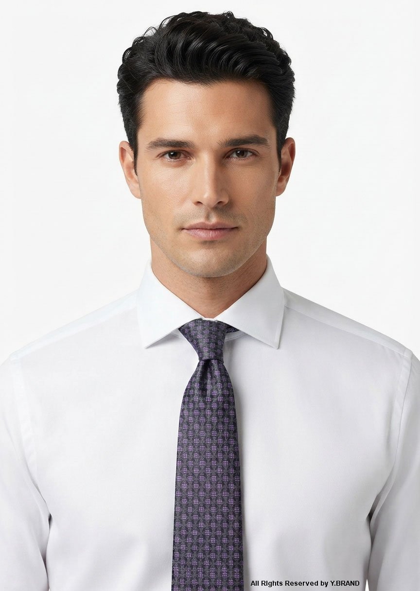 T_161c Dark Gray Micro Pattern Poly Necktie T-161 - Image 1
