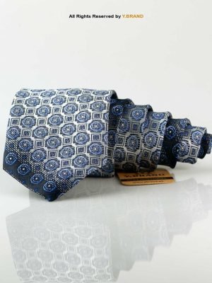 Classic Blue Circle Pattern Poly Necktie T-162