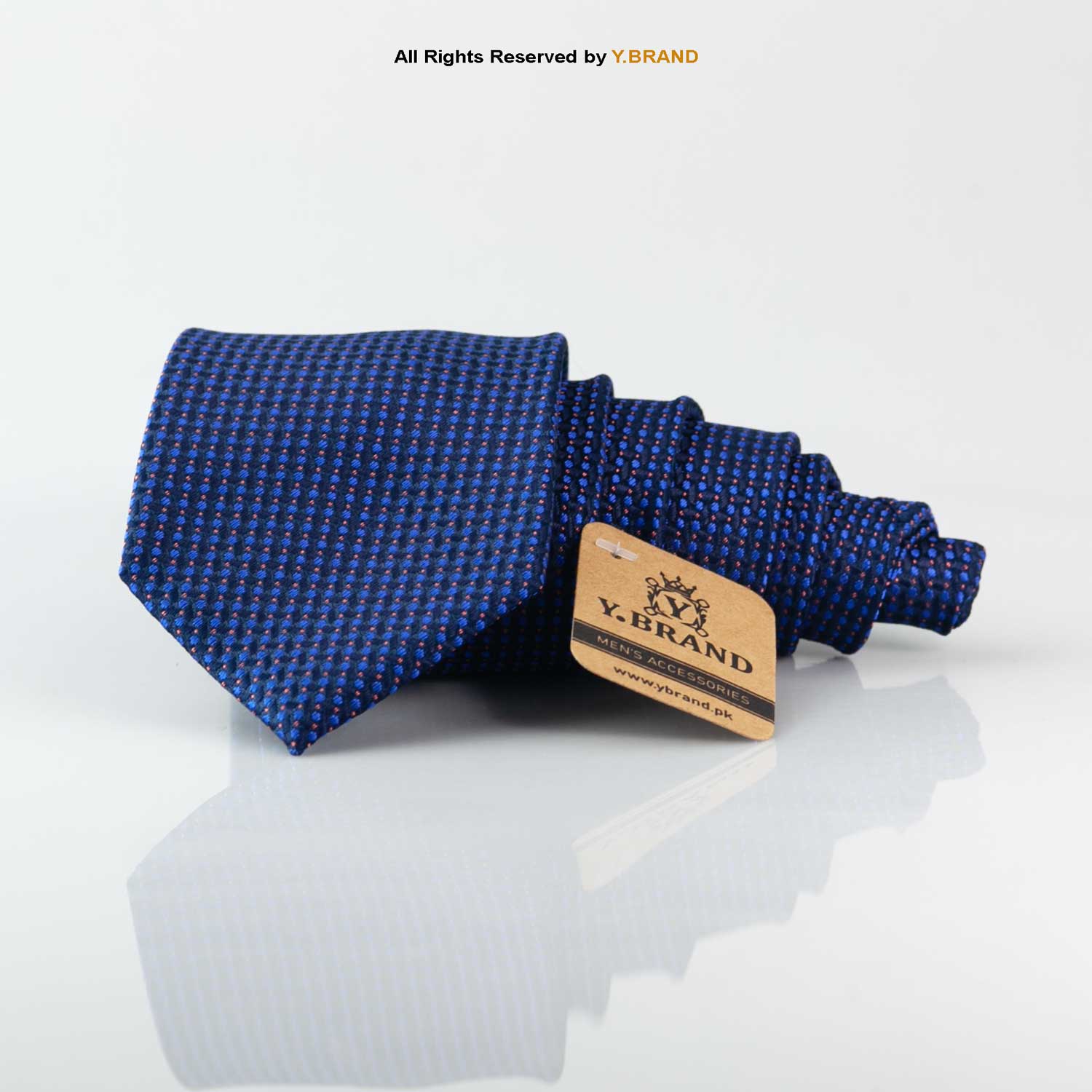 T_163 Formal Blue Self-Pattern Poly Necktie T-163 - Image 1