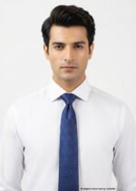 Formal Blue Self-Pattern Poly Necktie T-163
